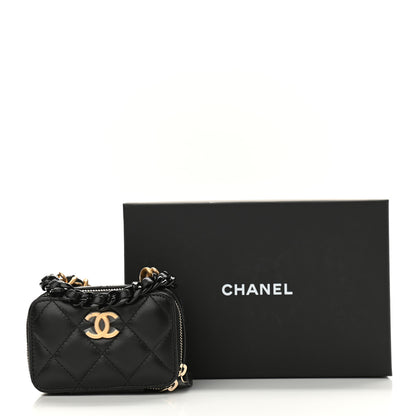Chanel Lambskin Quilted Mini Lacquered Chain Clutch Black 11 of 11
