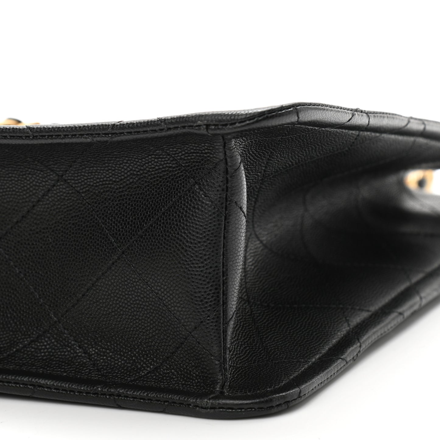 Caviar Quilted Sweet Classic Shopping Tote Black