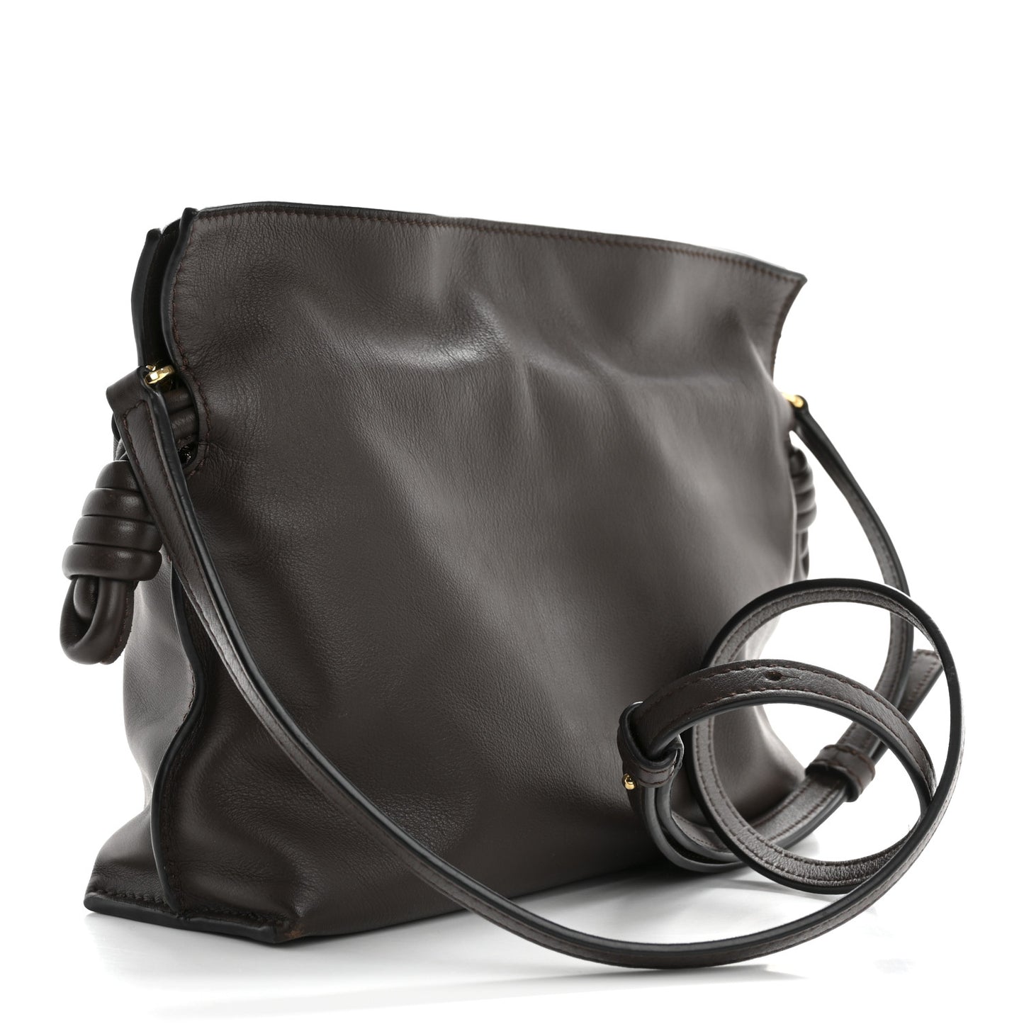 Calfskin Mini Flamenco Knot Clutch Chocolate