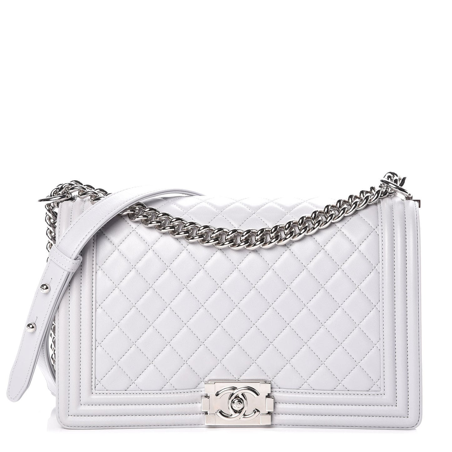 Lambskin Quilted New Medium Boy Flap Grey