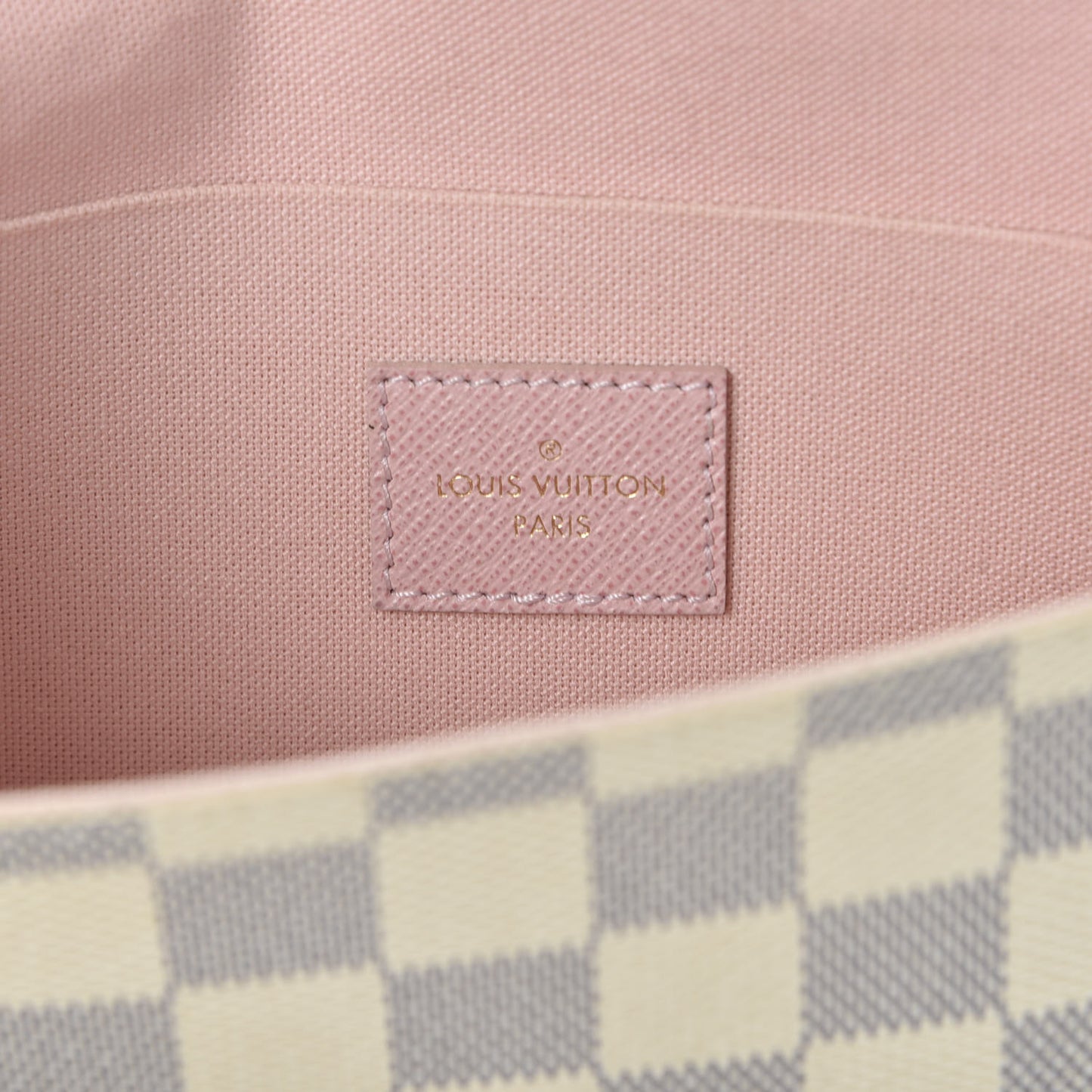 Damier Azur Pochette Felicie Chain Wallet Rose Ballerine