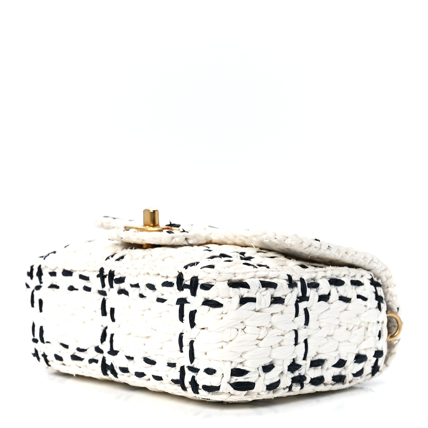 Chanel Raffia Effect Tweedy Mini Flap Bag White Black 10 of 12