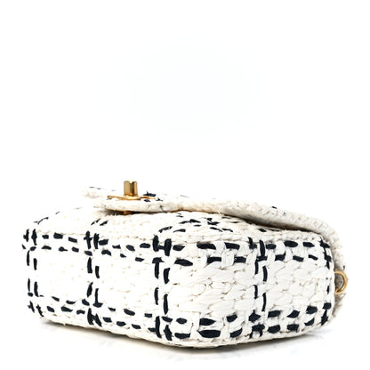 Chanel Raffia Effect Tweedy Mini Flap Bag White Black 10 of 12