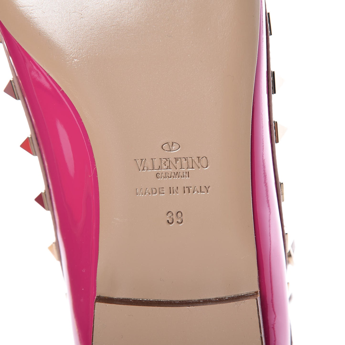 Patent Nappa Rockstud Cage Ballerina Flats 39 Fuxia Poudre