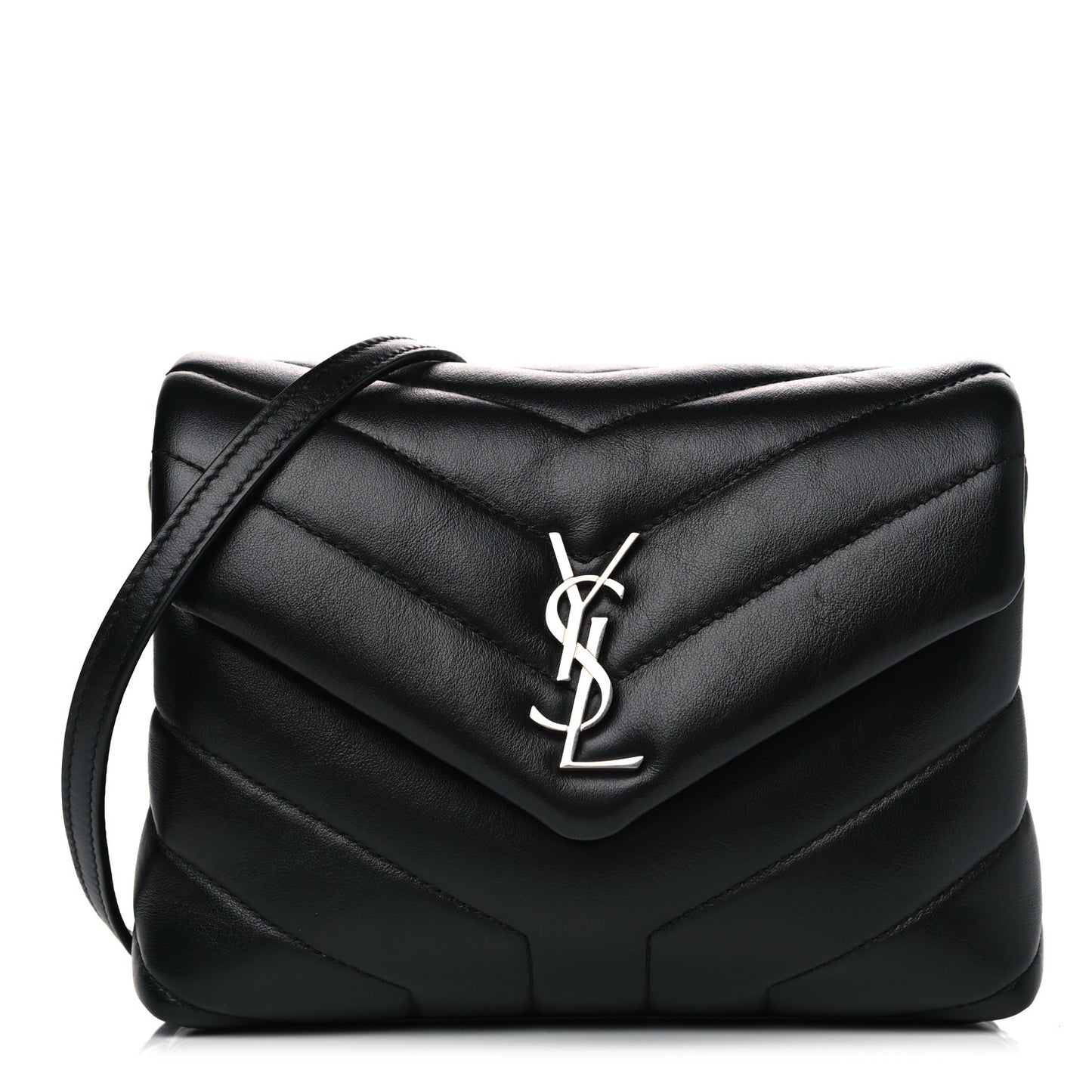 Calfskin Y Quilted Monogram Toy Loulou Crossbody Bag Black