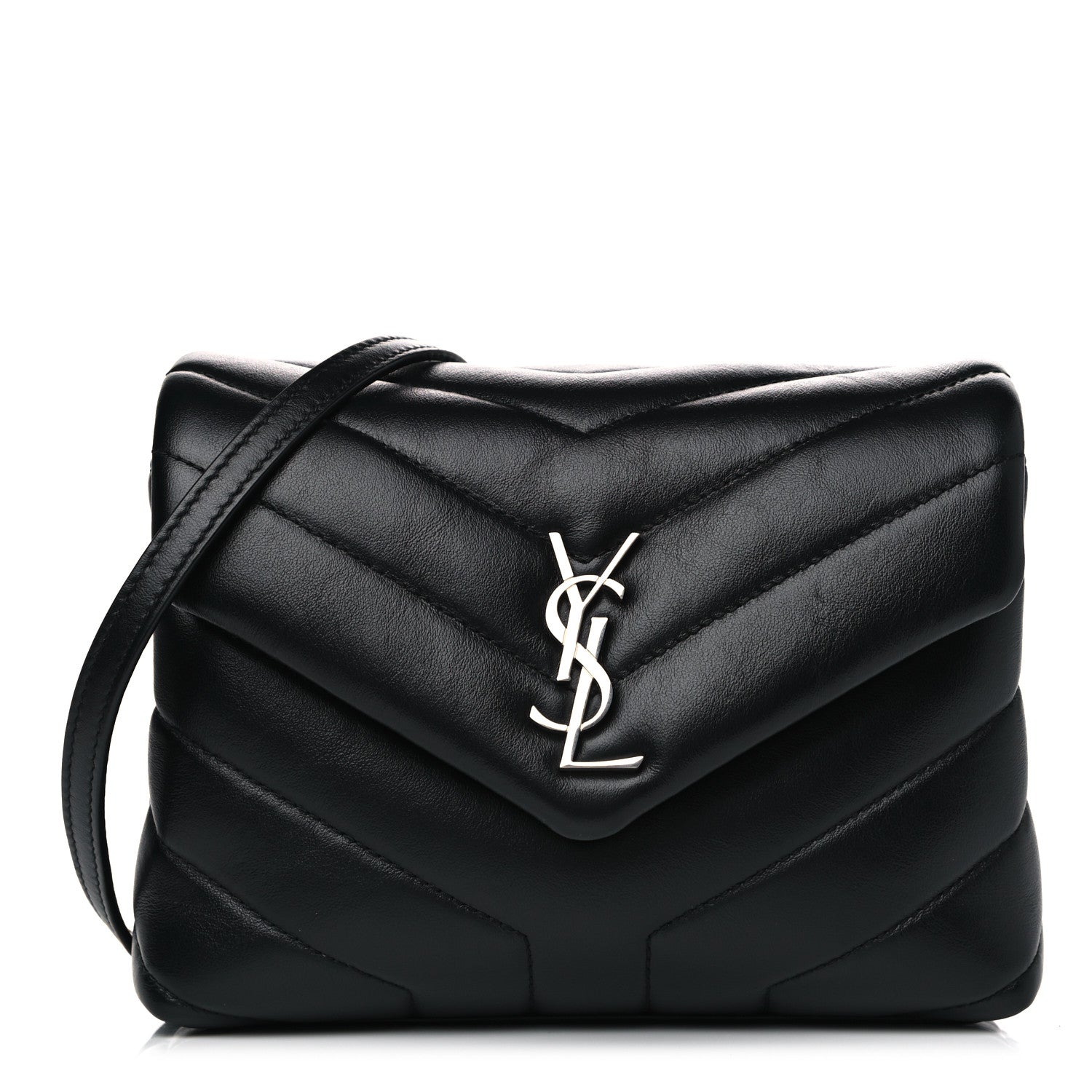 Saint Laurent Calfskin Y Quilted Monogram Toy Loulou Crossbody Bag Black 1 of 13