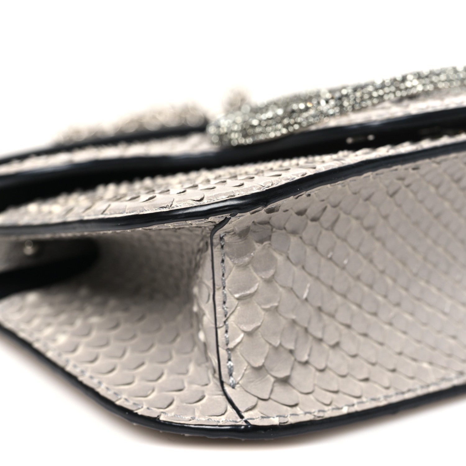 Valentino Garavani Snakeskin Crystal Vlogo Small Loco Shoulder Bag Grey 8 of 9