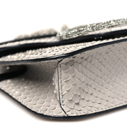 Valentino Garavani Snakeskin Crystal Vlogo Small Loco Shoulder Bag Grey 8 of 9