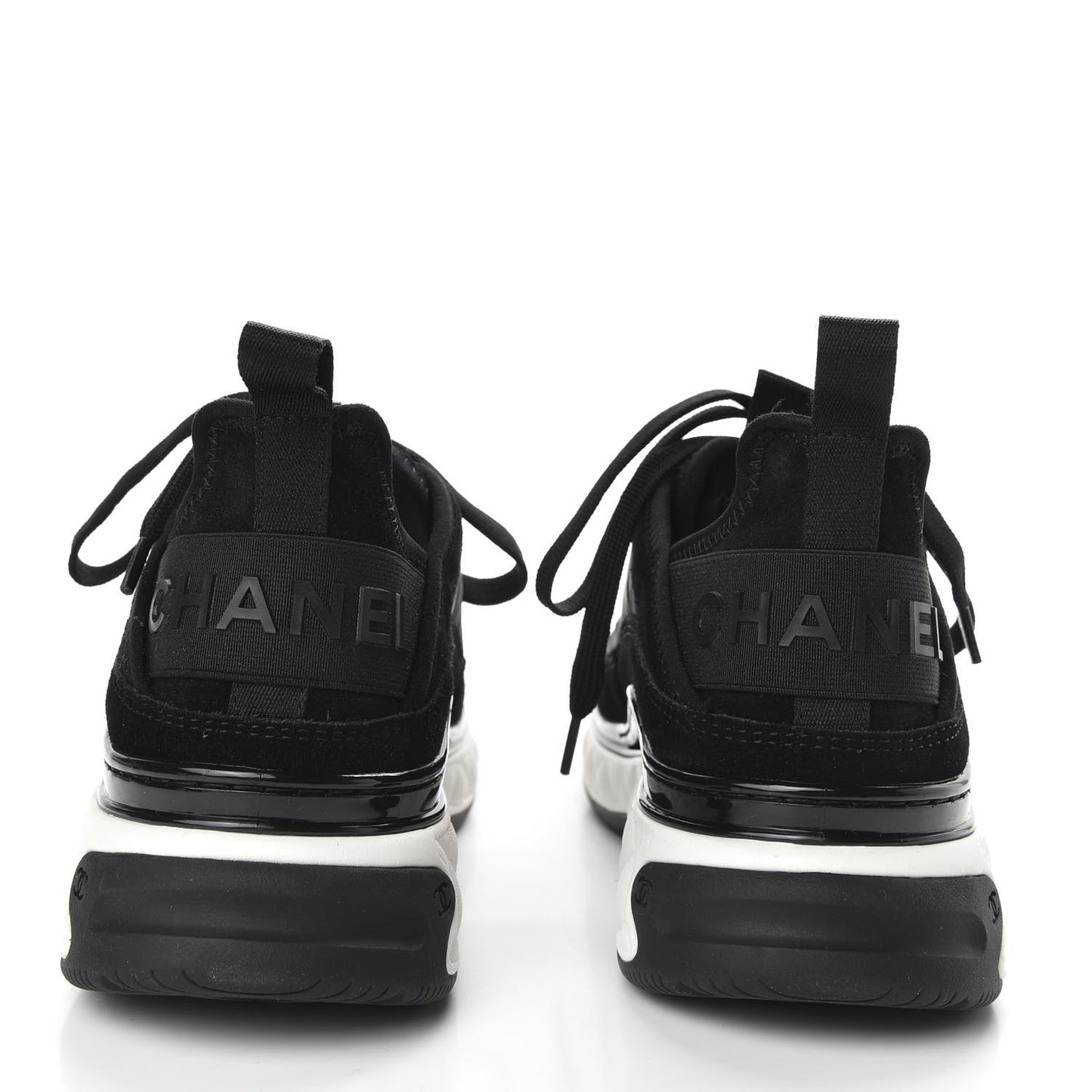 Fabric Calfskin Suede CC Sneakers 37 Black