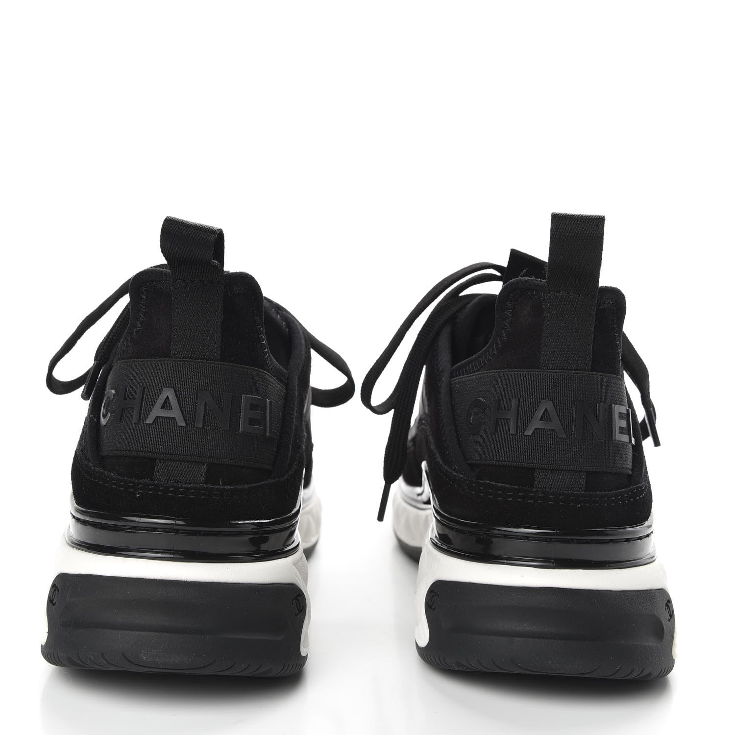 Chanel Fabric Calfskin Suede CC Sneakers 37 Black 6 of 10