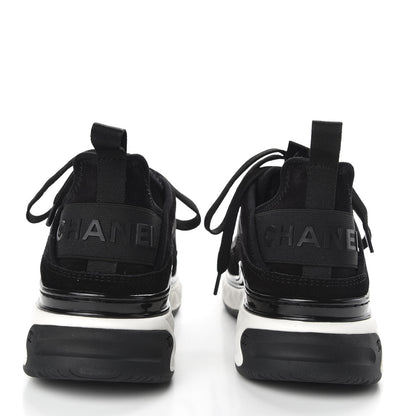 Chanel Fabric Calfskin Suede CC Sneakers 37 Black 6 of 10