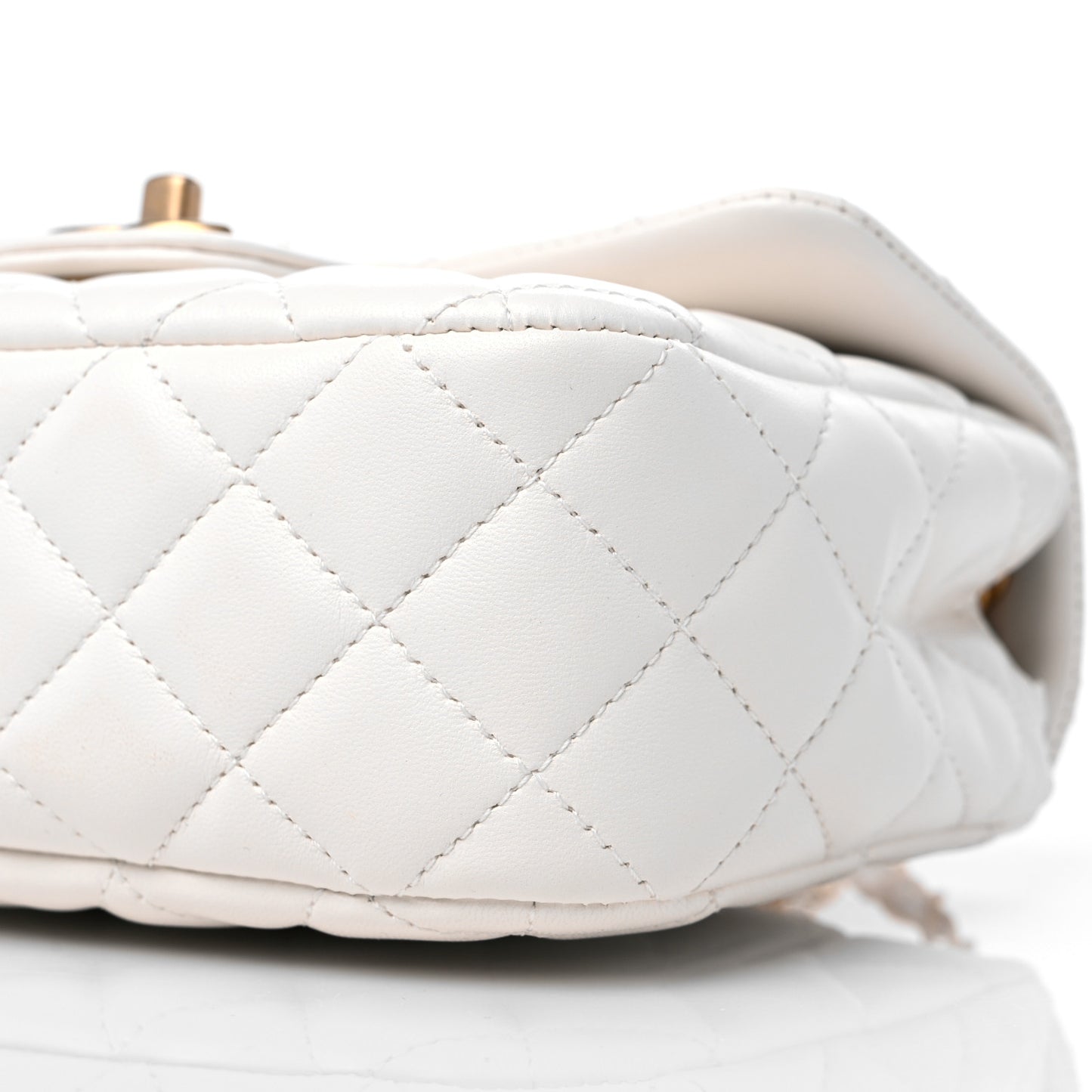 Lambskin Enamel Quilted Small Coco Hearts Square Flap White