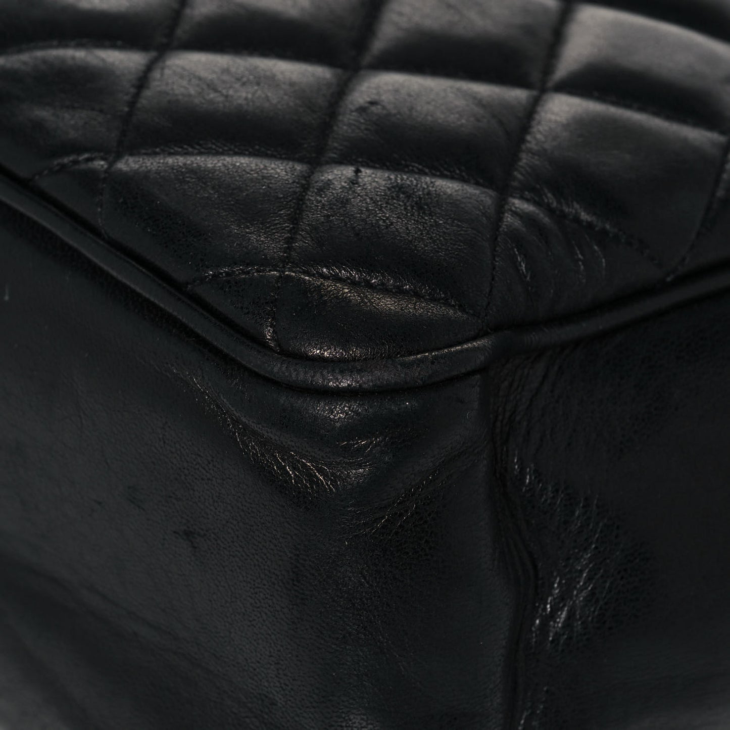 Lambskin Quilted Shopping Tote Black