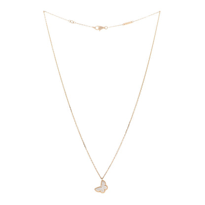 Van Cleef & Arpels 18K Yellow Gold Mother of Pearl Sweet Alhambra Butterfly Pendant Necklace 3 of 6