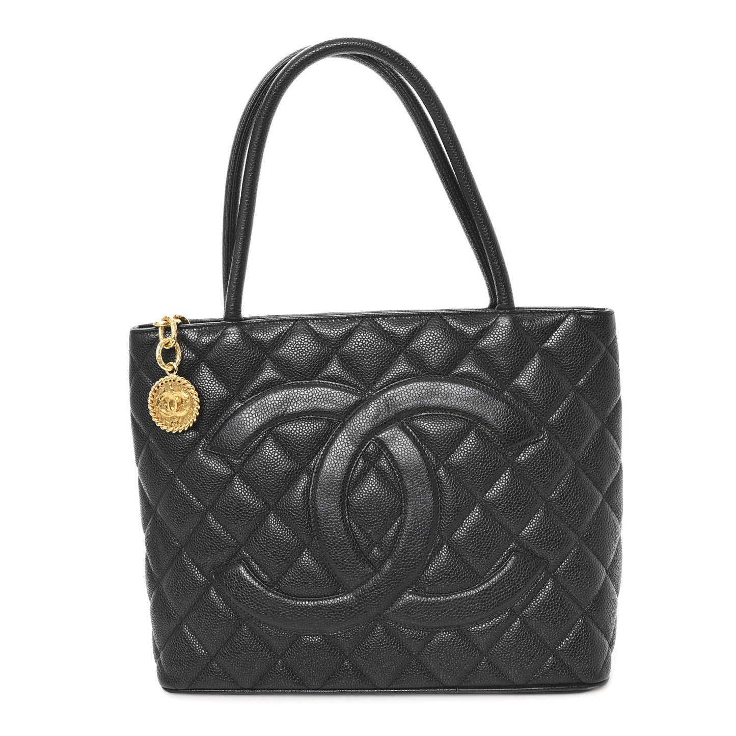 Caviar Quilted Medallion Tote Black