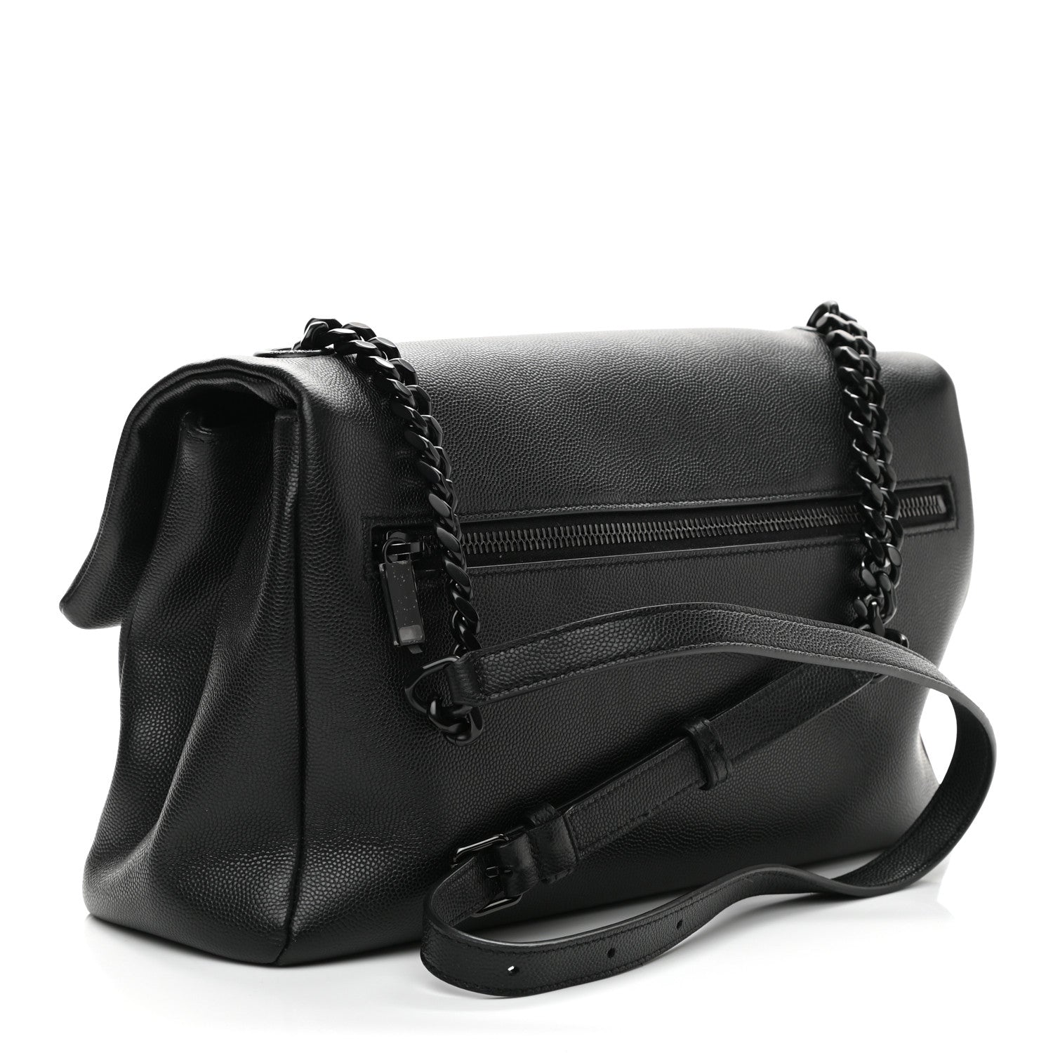 Saint Laurent Grain De Poudre Medium West Hollywood Monogram Fold-Over Black 2 of 8