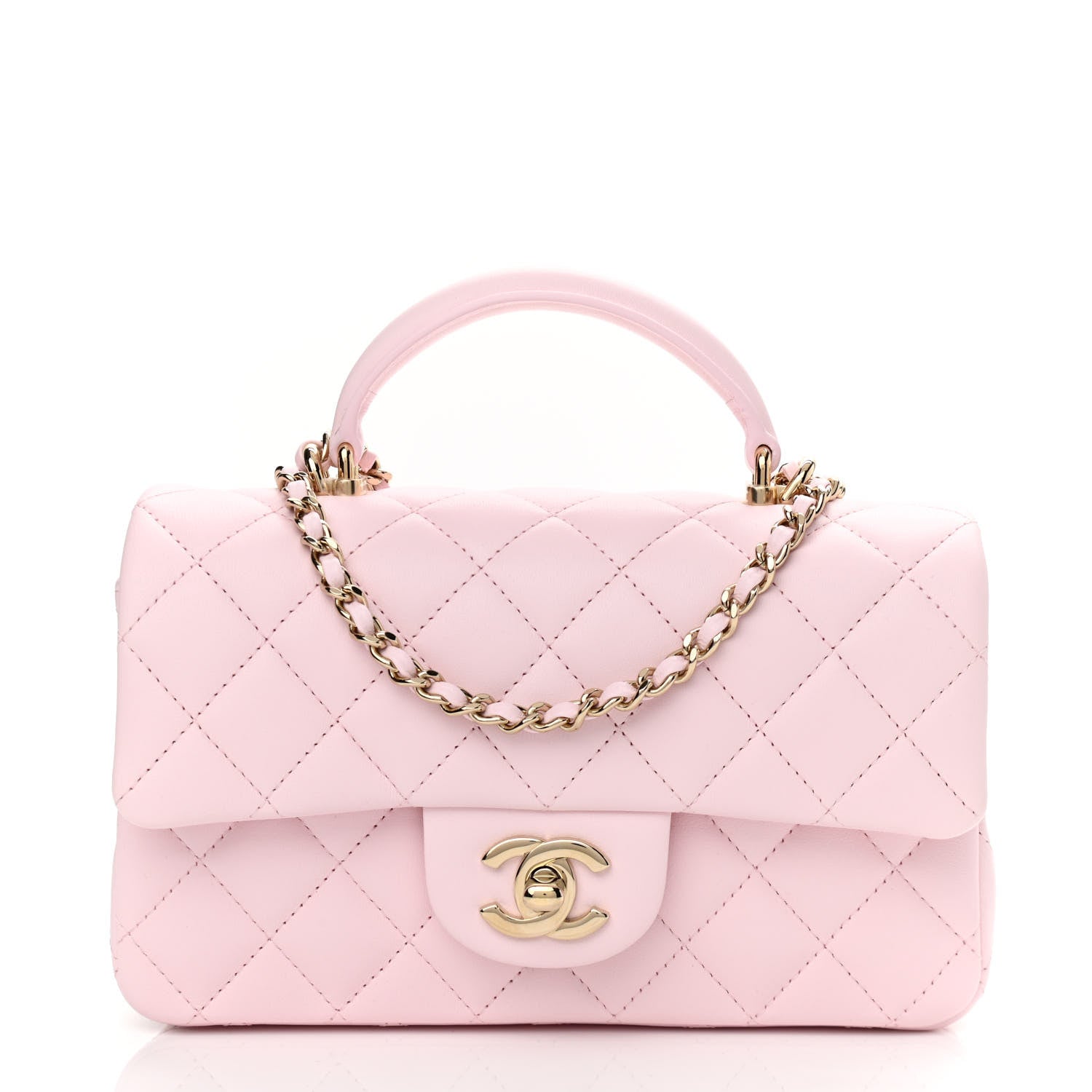 Chanel Lambskin Quilted Mini Top Handle Rectangular Flap Light Pink 1 of 10