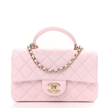 Chanel Lambskin Quilted Mini Top Handle Rectangular Flap Light Pink 1 of 10