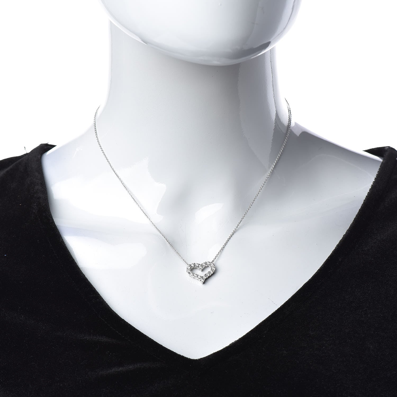Tiffany Platinum Diamond Small Heart Pendant Necklace 2 of 6