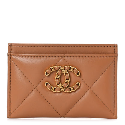 Chanel Lambskin Quilted Chanel 19 Card Holder Brown 1 of 10