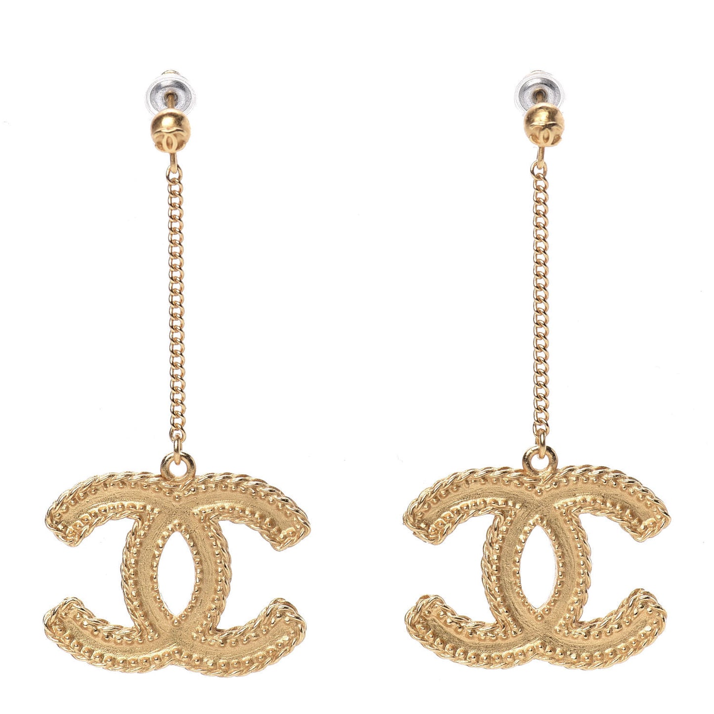 CC Drop Earrings Matte Gold