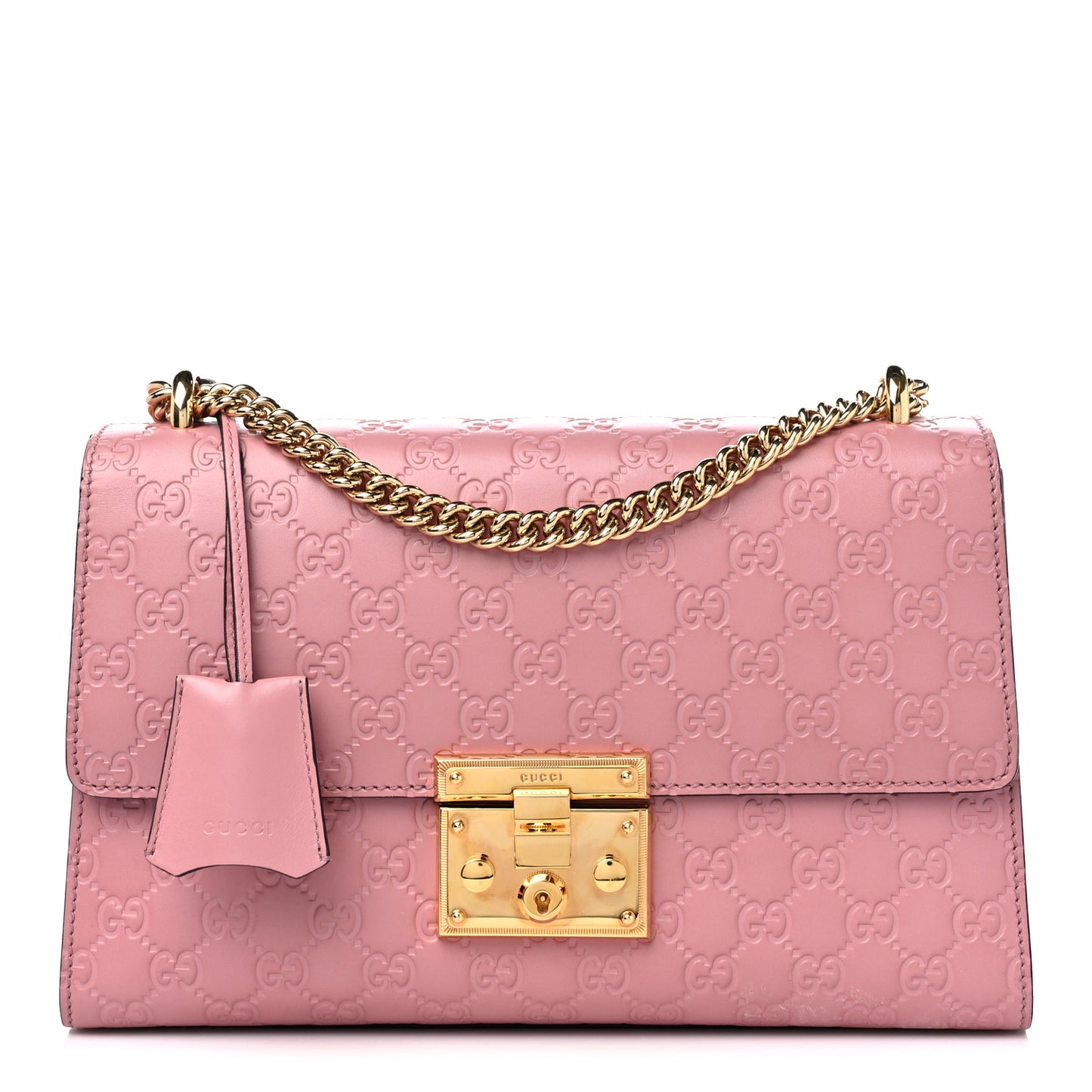 Guccissima Signature Medium Padlock Shoulder Bag Rose Baby Candy