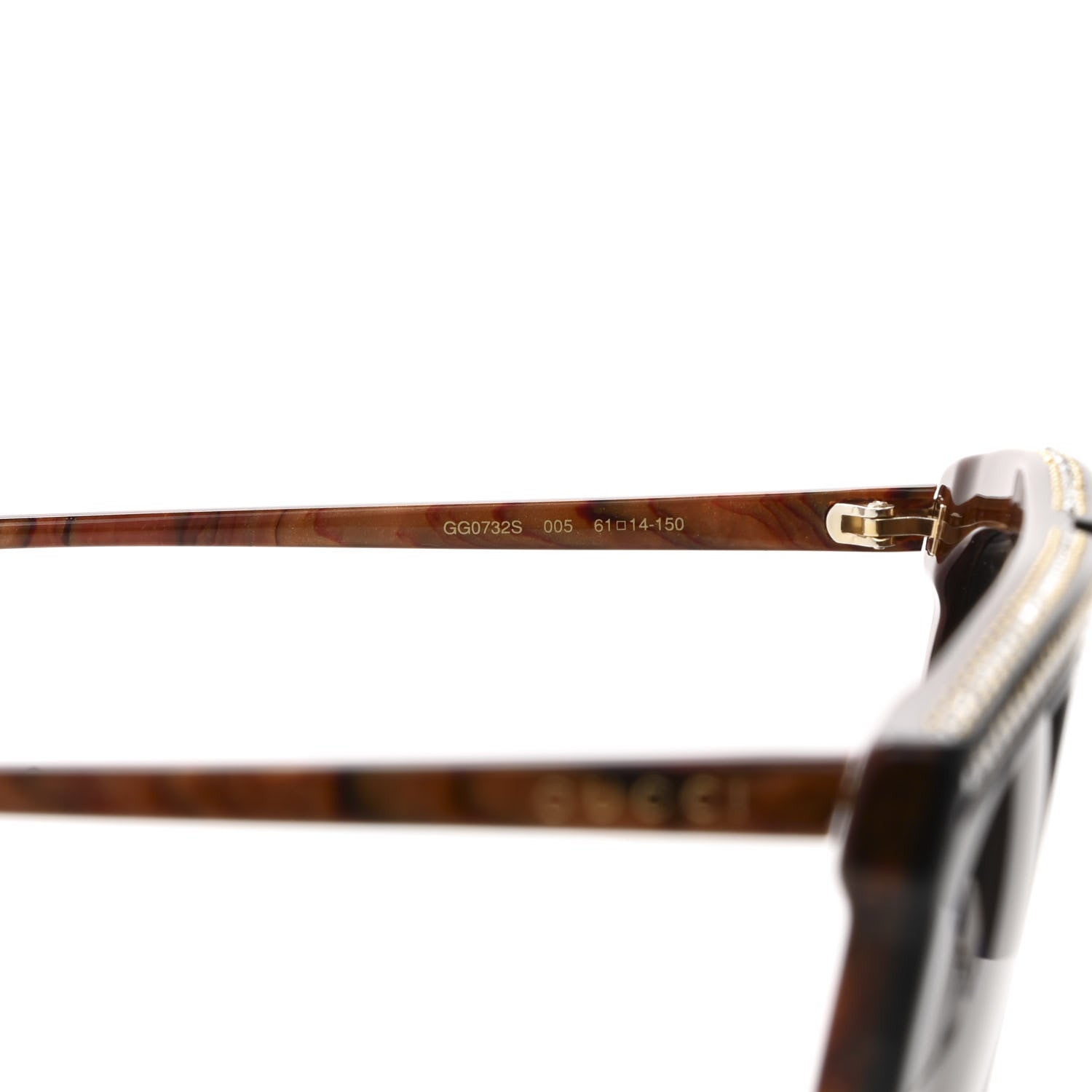 Gucci Aviator Crystal Brow Sunglasses GG0732S Havana Brown 5 of 10