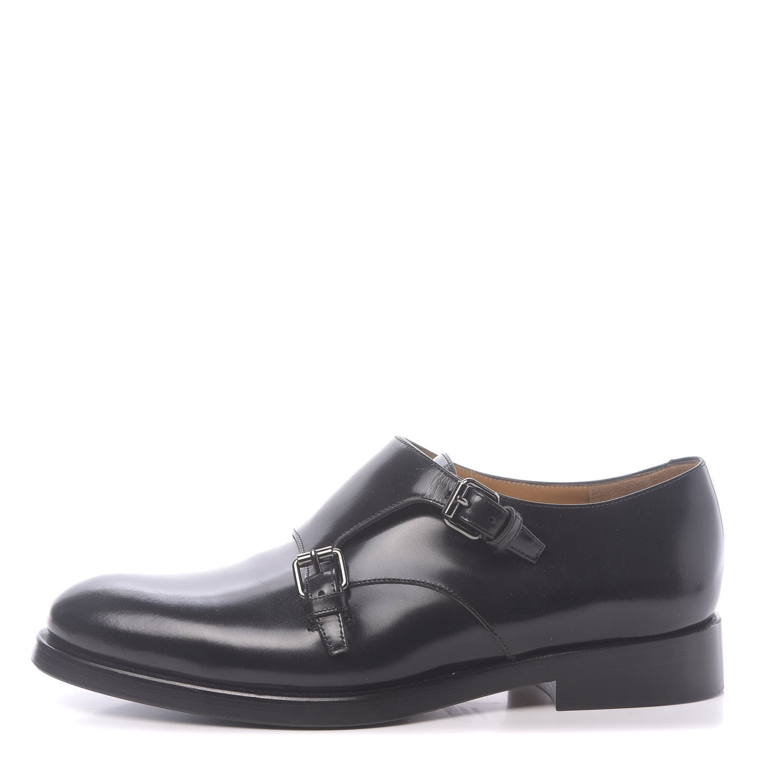 Valentino Garavani Shiny Calfskin Mens Double Monk Strap Loafers 40 Black 1 of 11