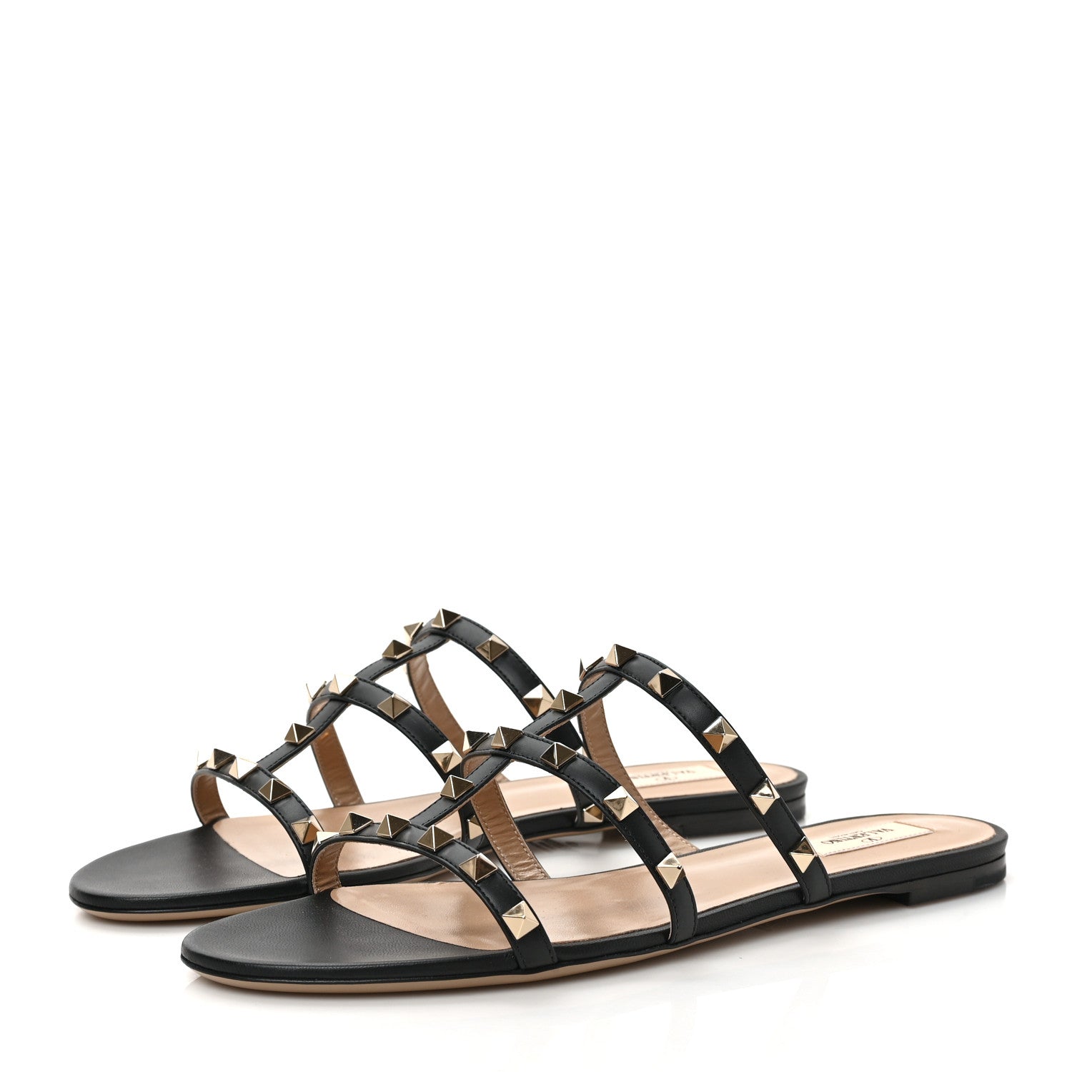 Valentino Garavani Nappa Rockstud Caged Flat Slide Sandals 41 Black 4 of 8