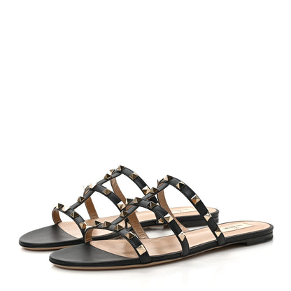 Valentino Garavani Nappa Rockstud Caged Flat Slide Sandals 41 Black 4 of 8