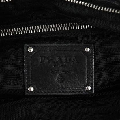 Prada Soft Calf Pleated Small Hobo Nero Black 6 of 9