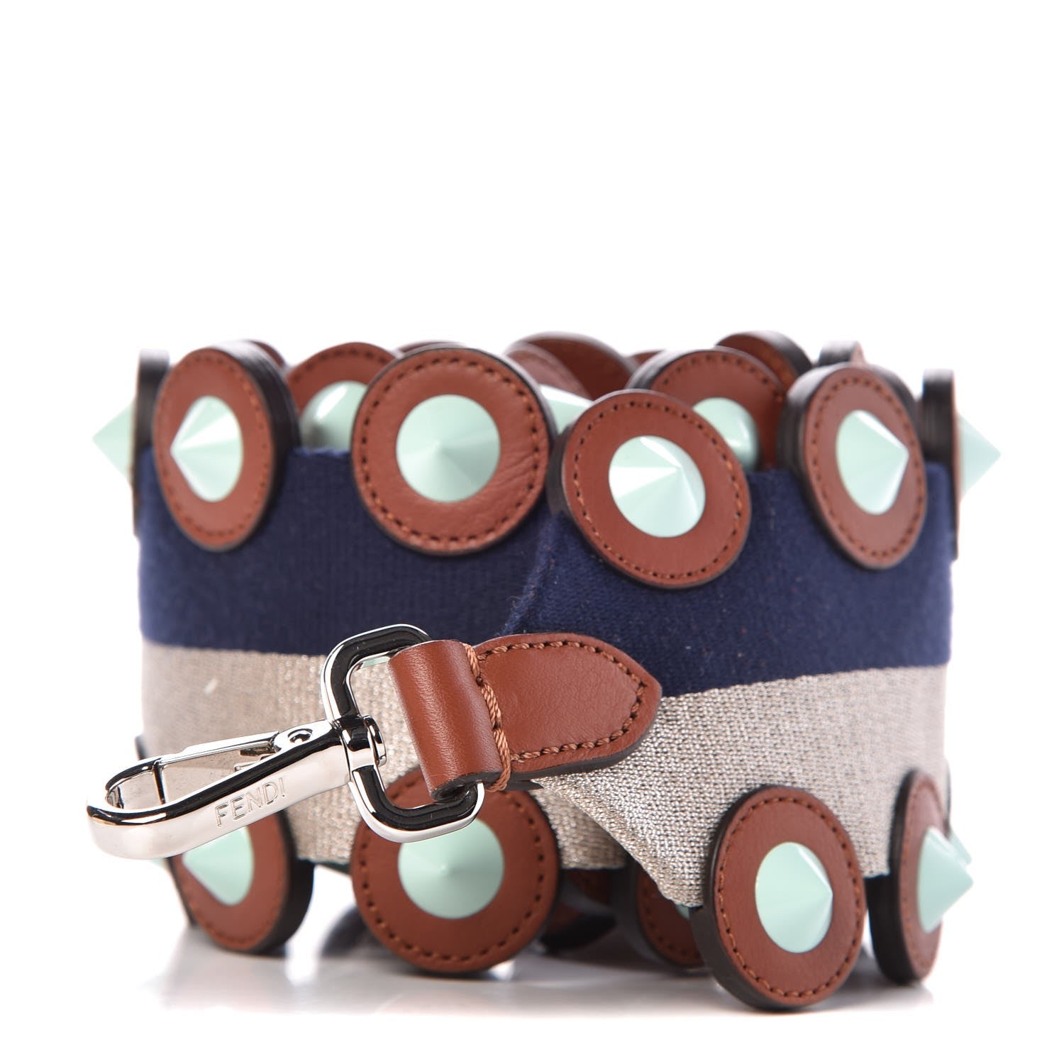 Fendi Calfskin Studded You Circle Blue 1 of 3