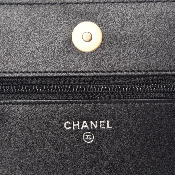 Chanel Aged Calfskin Quilted Gabrielle Wallet On Chain WOC White Black 6 of 9