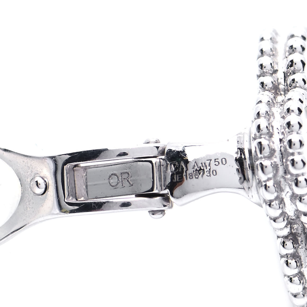 18K White Gold Mother of Pearl Vintage Alhambra Earrings