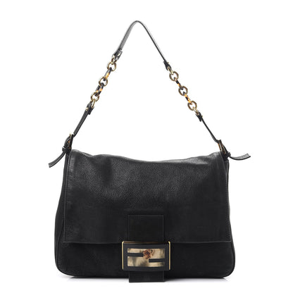 Fendi Vitello Savana Big Mama Baguette Black Tartaruga Natural 1 of 16