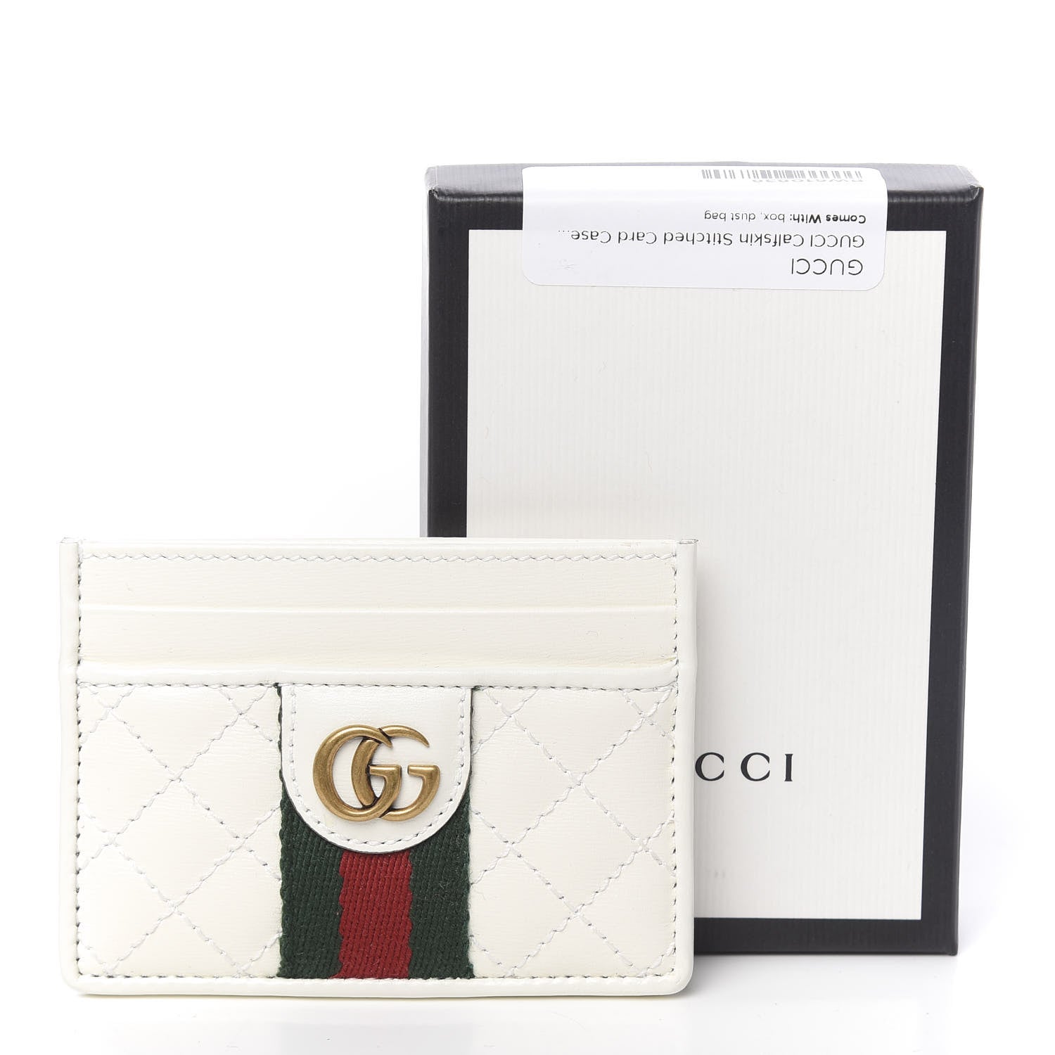 Gucci Calfskin Web Stitched Ophidia Card Holder Off White 7 of 7