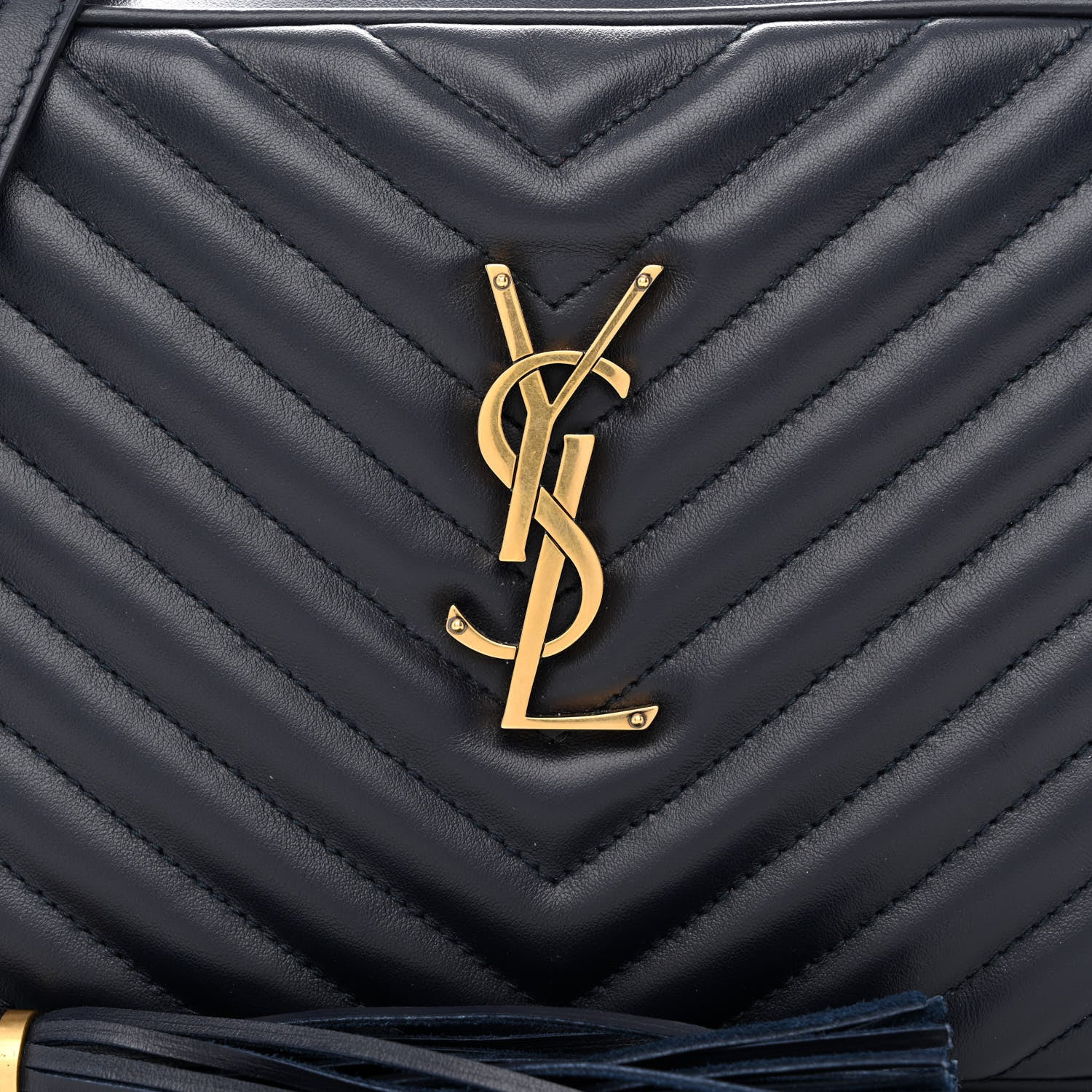 Saint Laurent Calfskin Matelasse Monogram Lou Camera Bag Navy 8 of 10