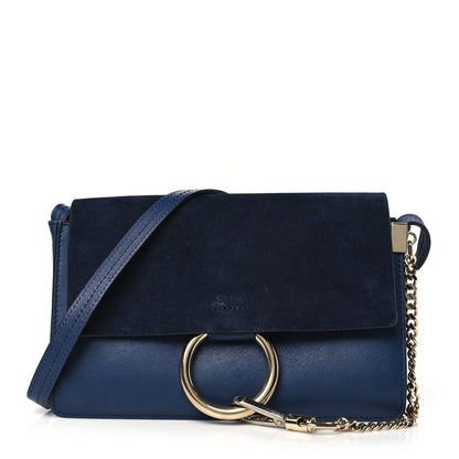 Chloe Suede Calfskin Small Faye Shoulder Bag Denim Blue 1 of 10