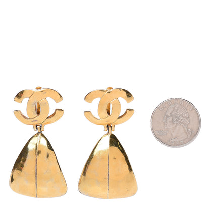 Chanel CC Large Drop Clip On Earrings Gold 2 of 5