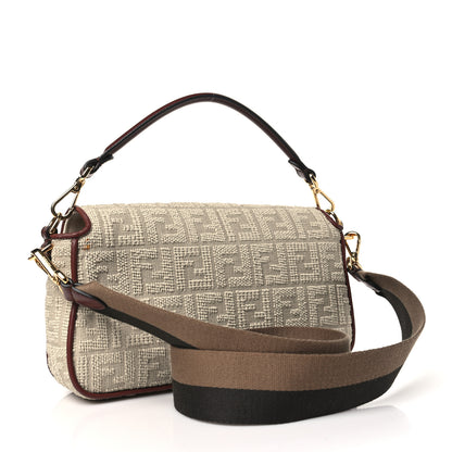 Fendi Sardinian Jacquard Vitello King FF 1974 Embroidered Baguette Corda Praline 3 of 11