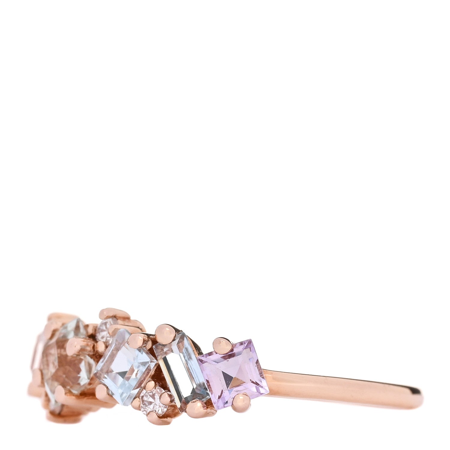 Suzanne Kalan 18K Rose Gold Diamond Multi Gemstone Nadima Half Band Ring 54 7 3 of 6