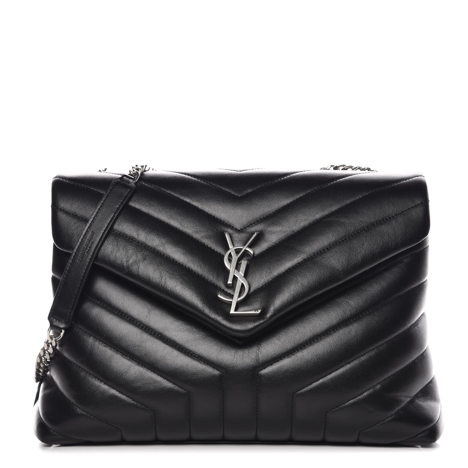 Saint Laurent Calfskin Y Quilted Monogram Medium Loulou Chain Satchel Black 1 of 8