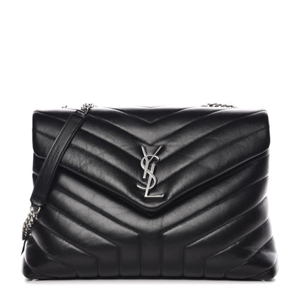Saint Laurent Calfskin Y Quilted Monogram Medium Loulou Chain Satchel Black 1 of 8