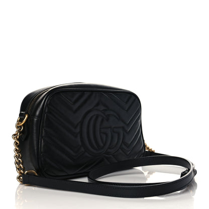Gucci Calfskin Matelasse Small GG Marmont Chain Shoulder Bag Black 3 of 11