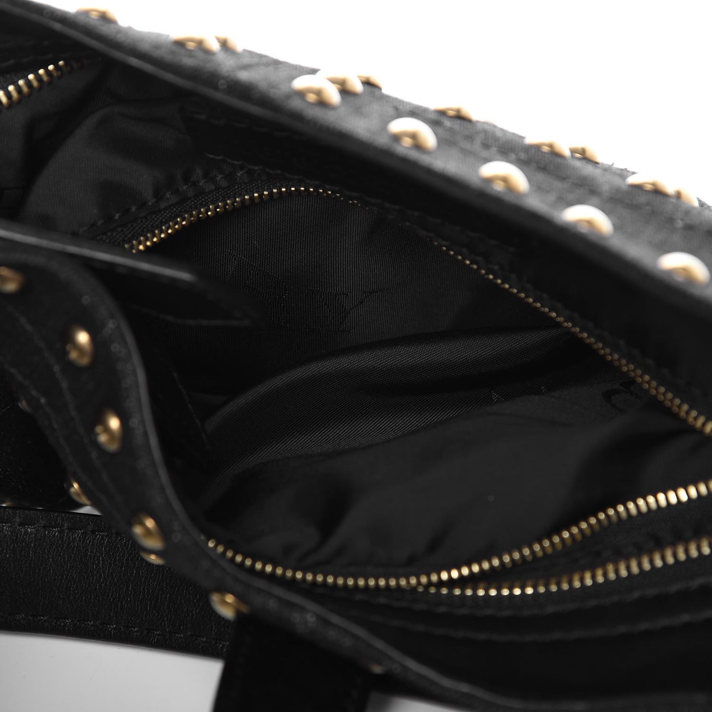 Denim Studded Shoulder Bag Navy Blue