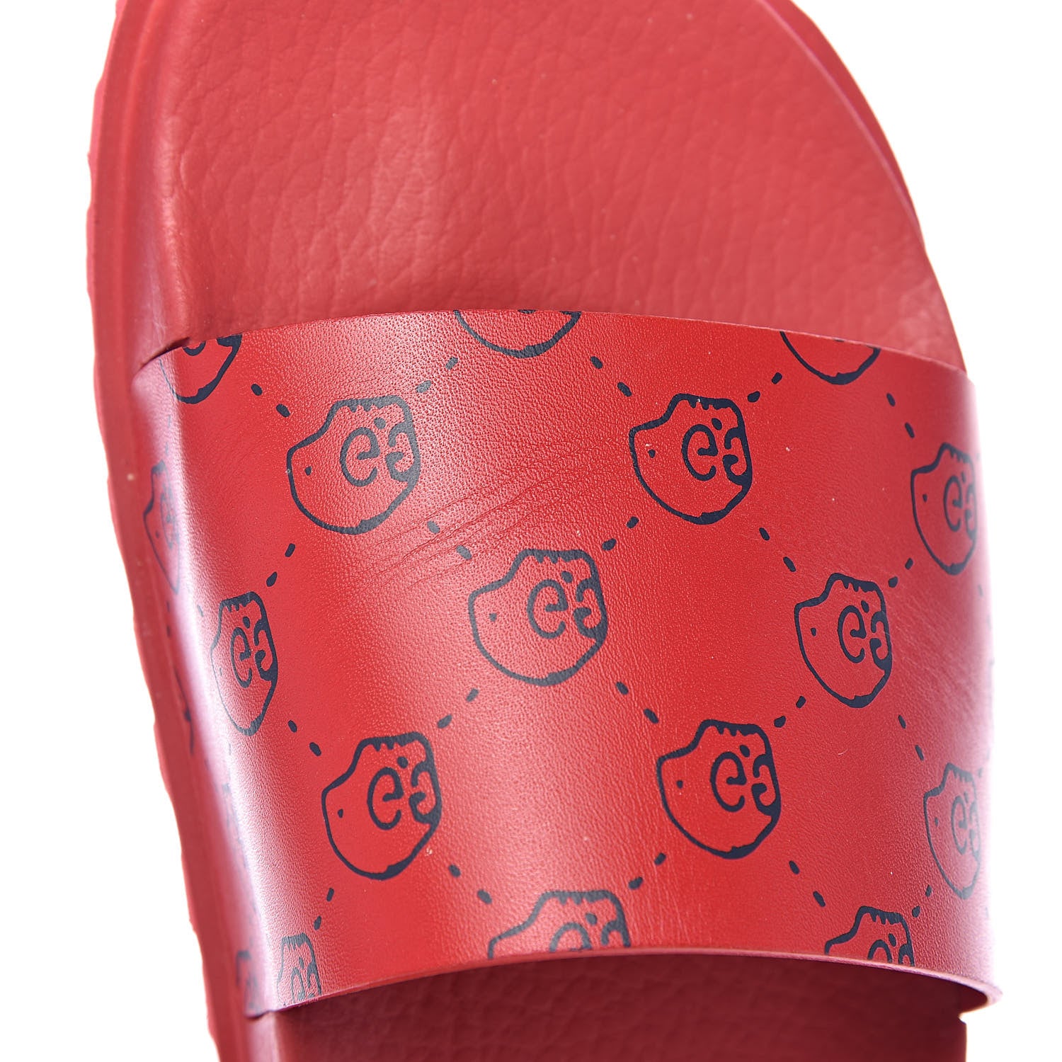 Gucci Calfskin Rubber GucciGhost Hamlet Skull Mens Lug Sole Slide Sandals 7 Hibiscus Red Blue Agata 6 of 9