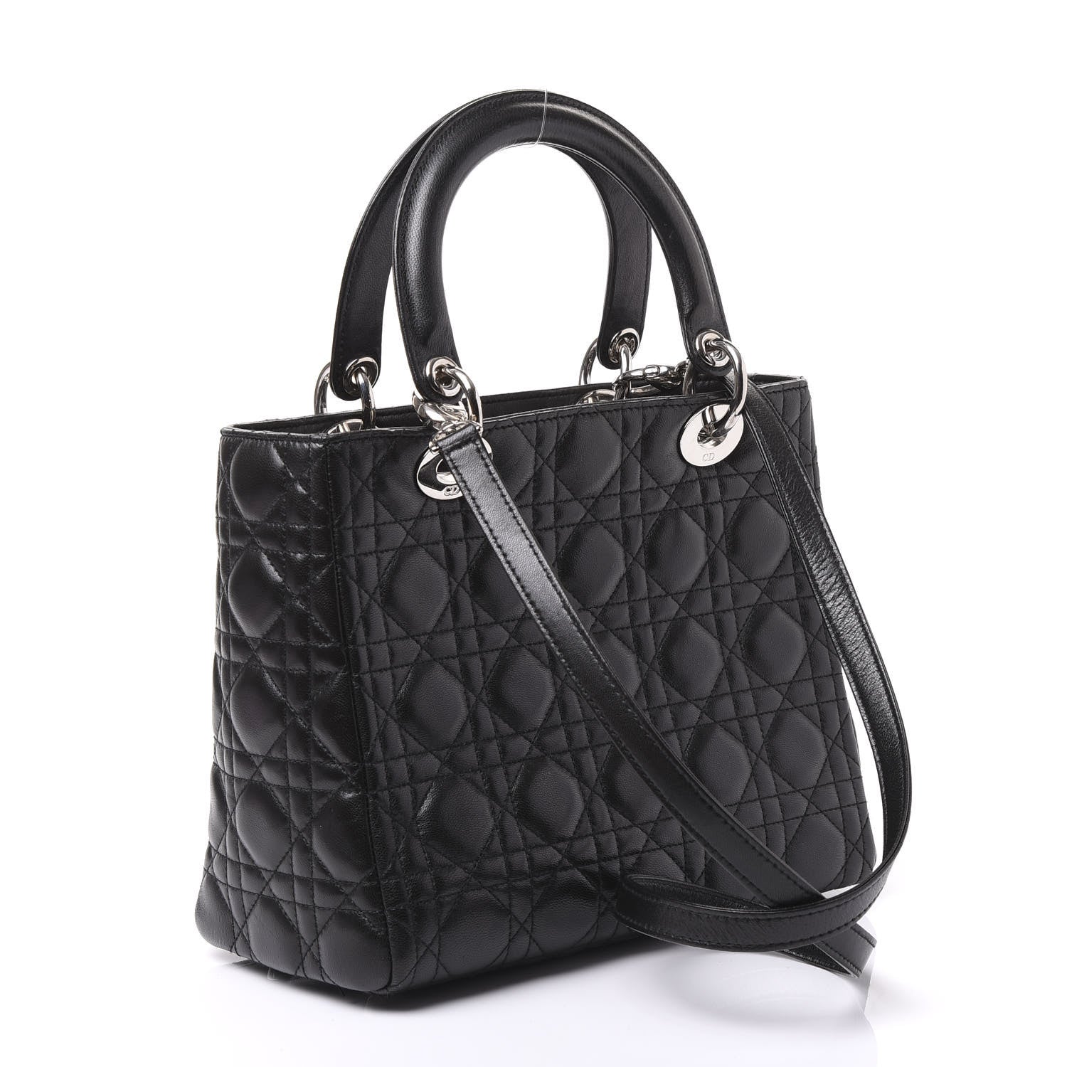 Christian Dior Lambskin Cannage Medium Lady Dior Black 2 of 10