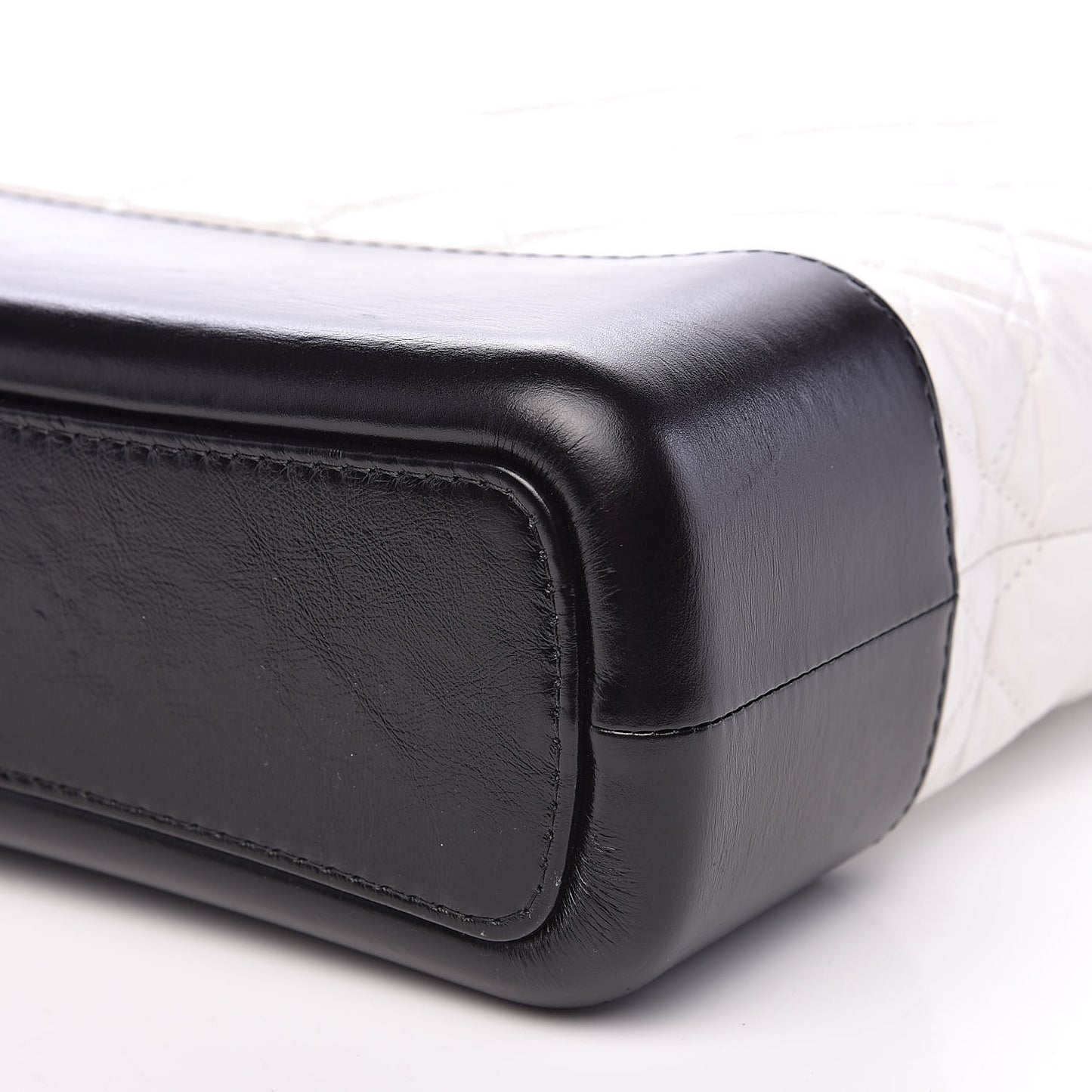Aged Calfskin Quilted Large Gabrielle Hobo White Black