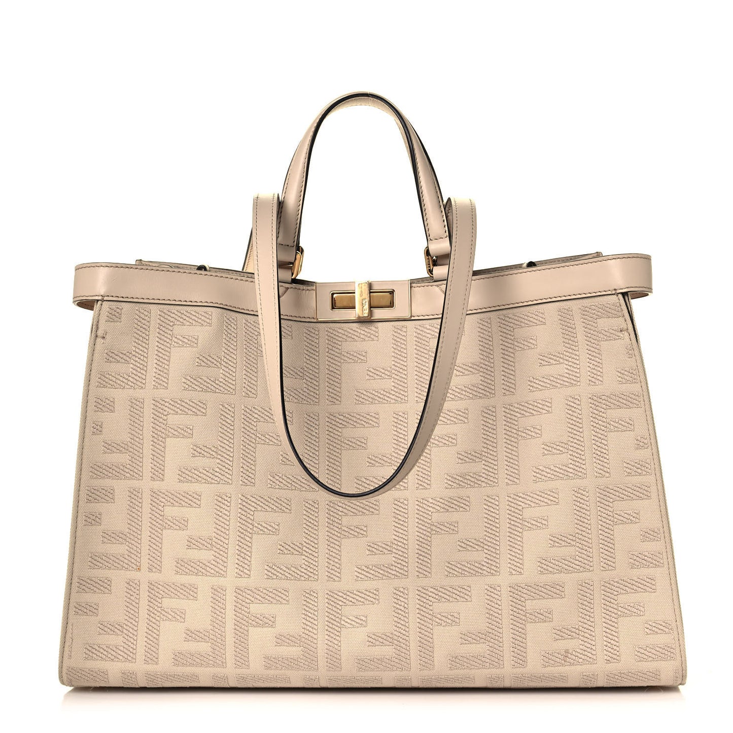 Canvas Vitello King FF Embroidered Medium Peekaboo X-Tote Poudre
