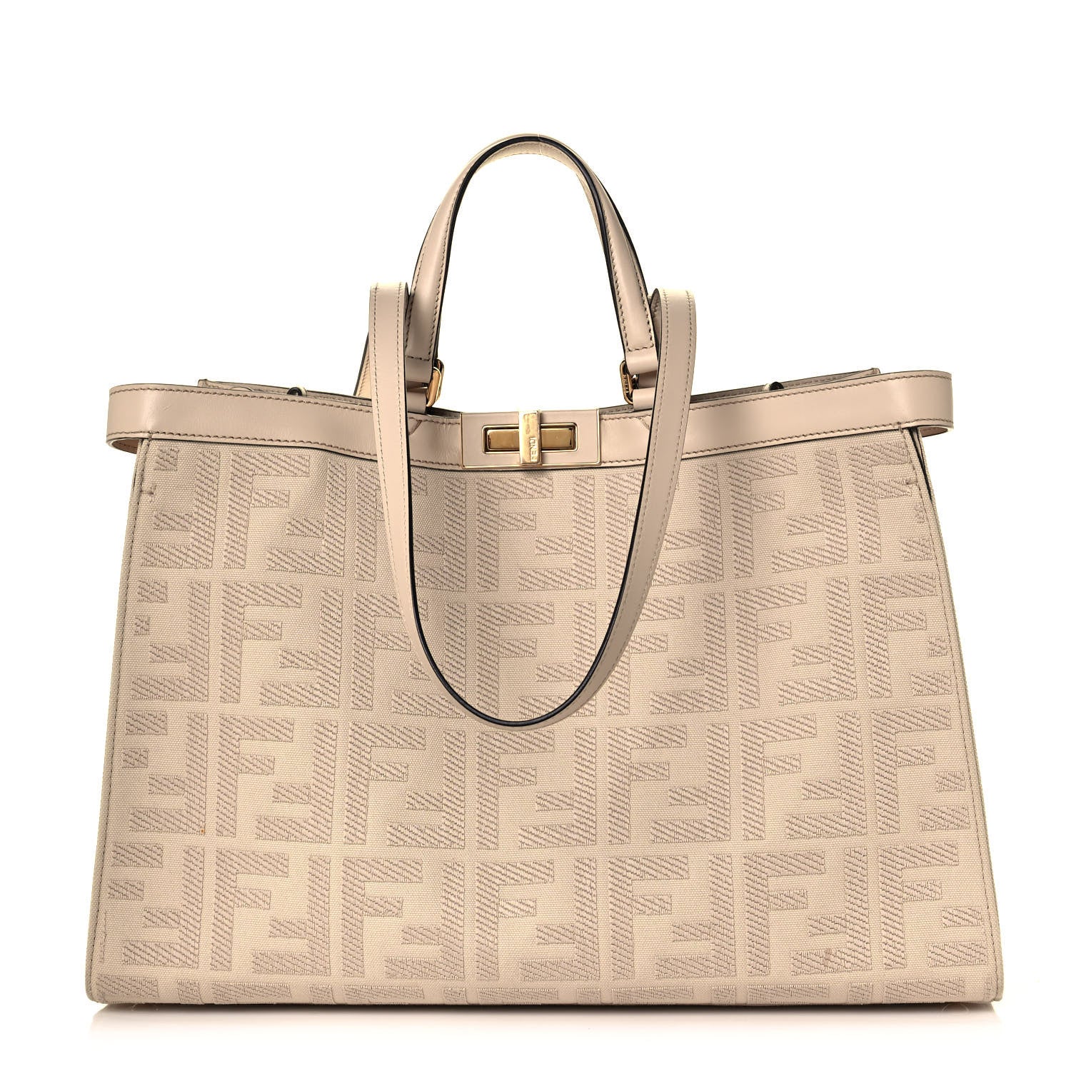 Fendi Canvas Vitello King FF Embroidered Medium Peekaboo X-Tote Poudre 1 of 16